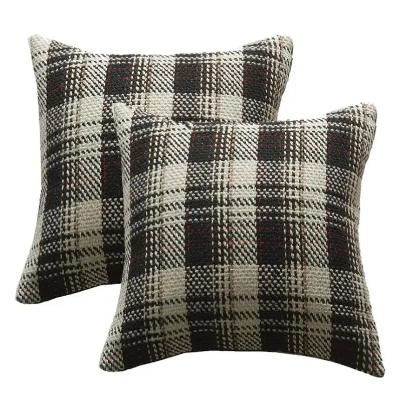 Square throw pillows with textured black and beige decorbites buffalo plaid cushion cover for living room decor