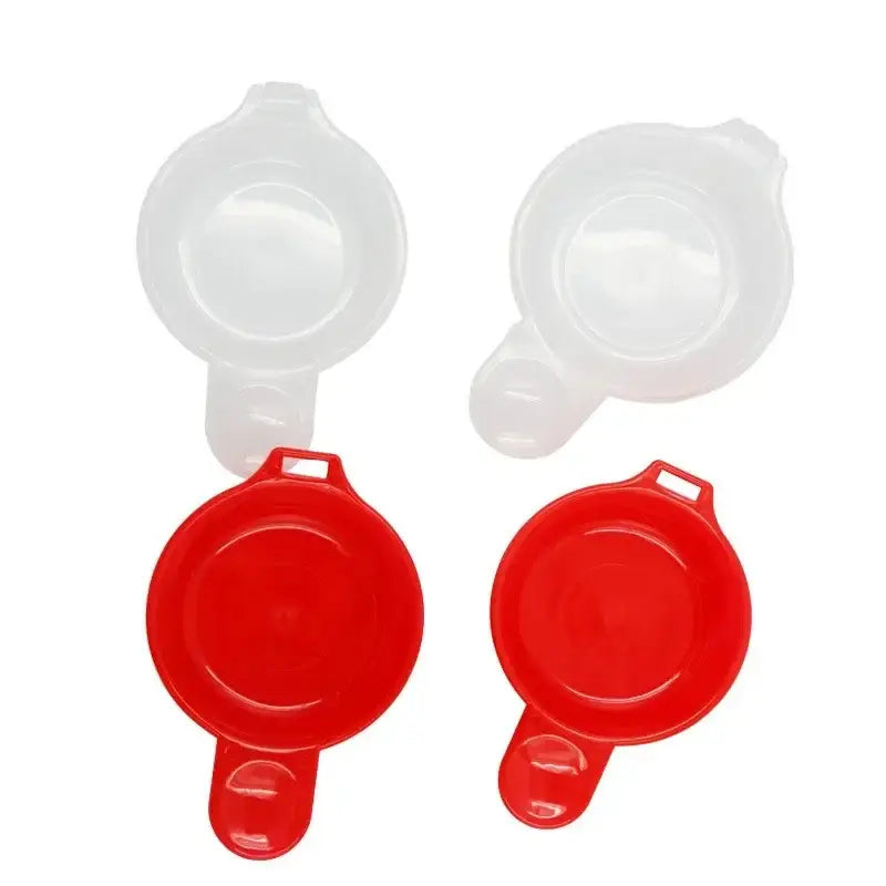 Red and translucent plastic lids with integrated handles for easy eggwich microwave cooker burger press