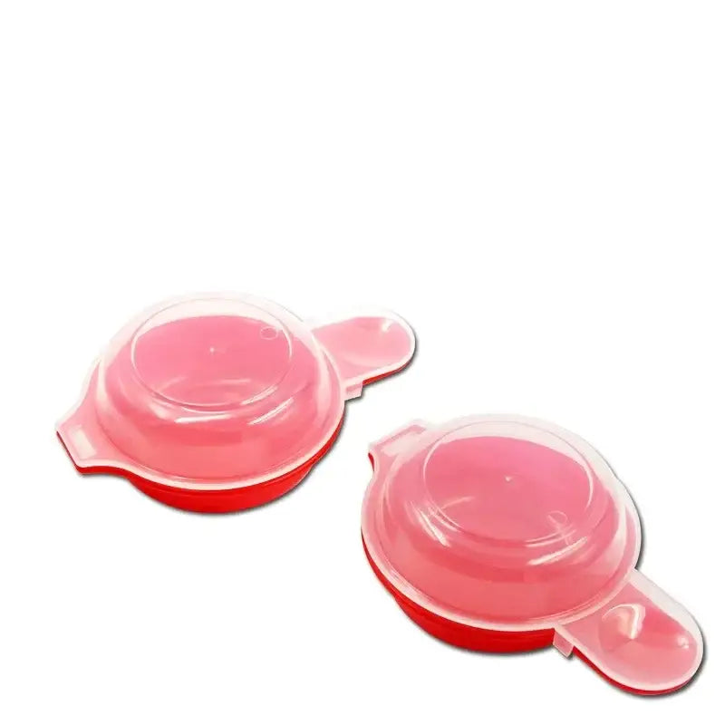 Plastic red and translucent easy eggwich microwave cooker with clear lid and red base for quick eggwich preparation
