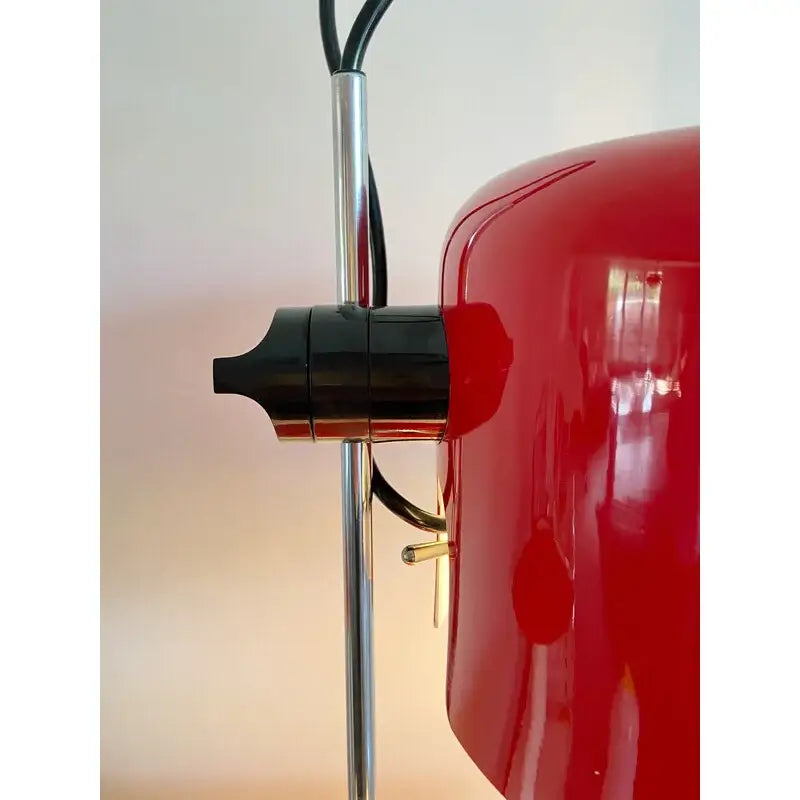 Red and black chrome coupe table lamp with a vibrant red enamel shade and sleek chrome stem for bedroom decorbites chrome coupe