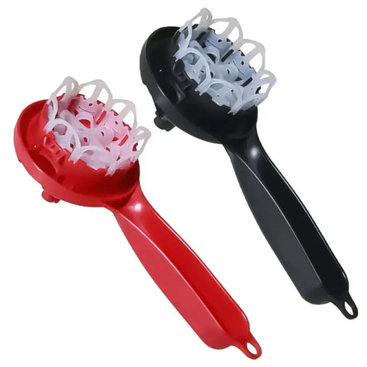 Red and black plastic brush cleaner with white mesh heads for espresso machine by decorbites kitchen tool