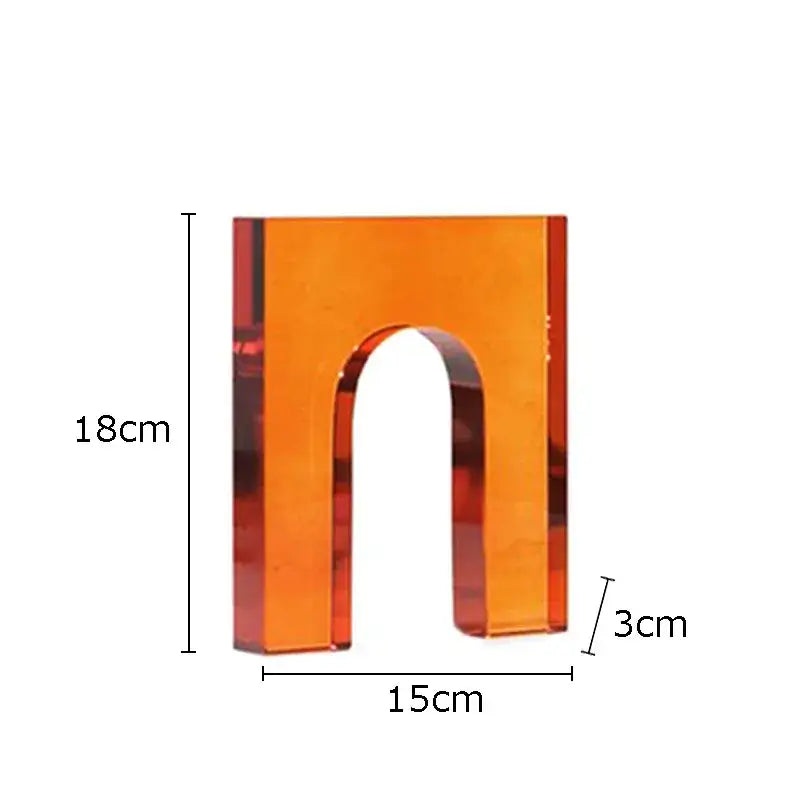 Transparent orange crystal arch glass sculpture 18cm tall with 3cm base for living room decor
