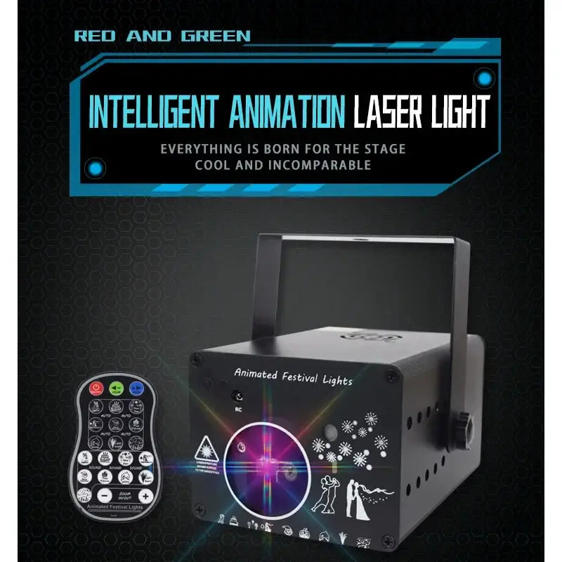 Black rectangular laser projection light with red and green animation laser projection and decorbites 3d animation graphics