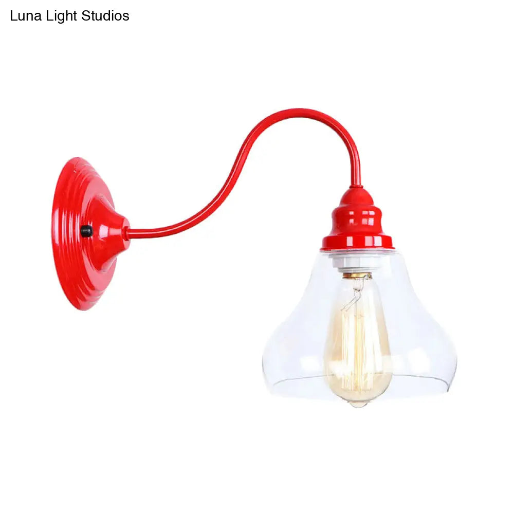 DecorBites™ DecorBites™ Red Industrial Tapered Glass Sconce Light with 1 Bulb - Bathroom Lighting Fixture