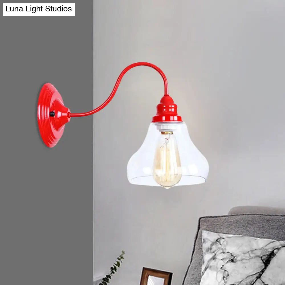 DecorBites™ DecorBites™ Red Industrial Tapered Glass Sconce Light with 1 Bulb - Bathroom Lighting Fixture