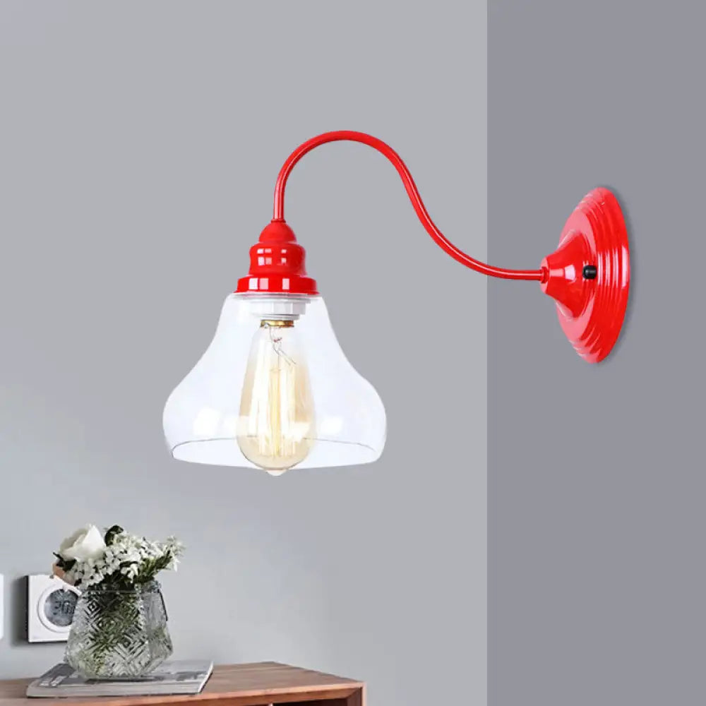 DecorBites™ DecorBites™ Red Industrial Tapered Glass Sconce Light with 1 Bulb - Bathroom Lighting Fixture