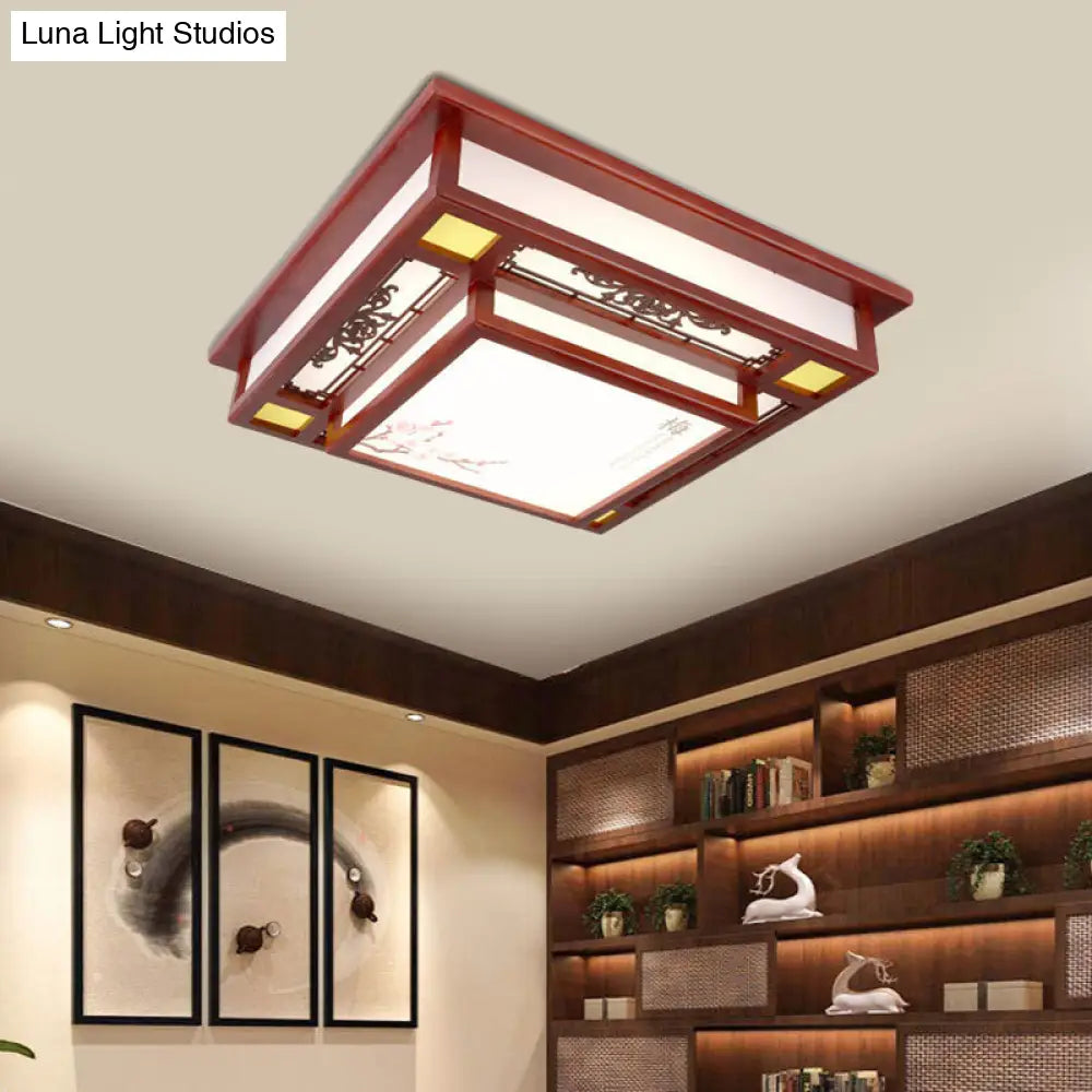 DecorBites™ DecorBites™ Red LED Flush Mount Ceiling Light with Traditional Square Acrylic Design for Living Room