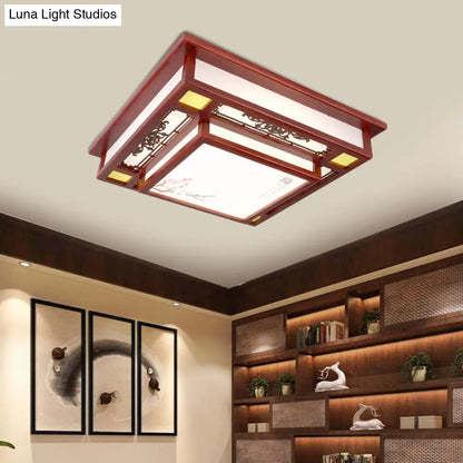 DecorBites™ DecorBites™ Red LED Flush Mount Ceiling Light with Traditional Square Acrylic Design for Living Room