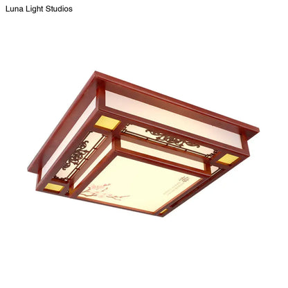DecorBites™ DecorBites™ Red LED Flush Mount Ceiling Light with Traditional Square Acrylic Design for Living Room