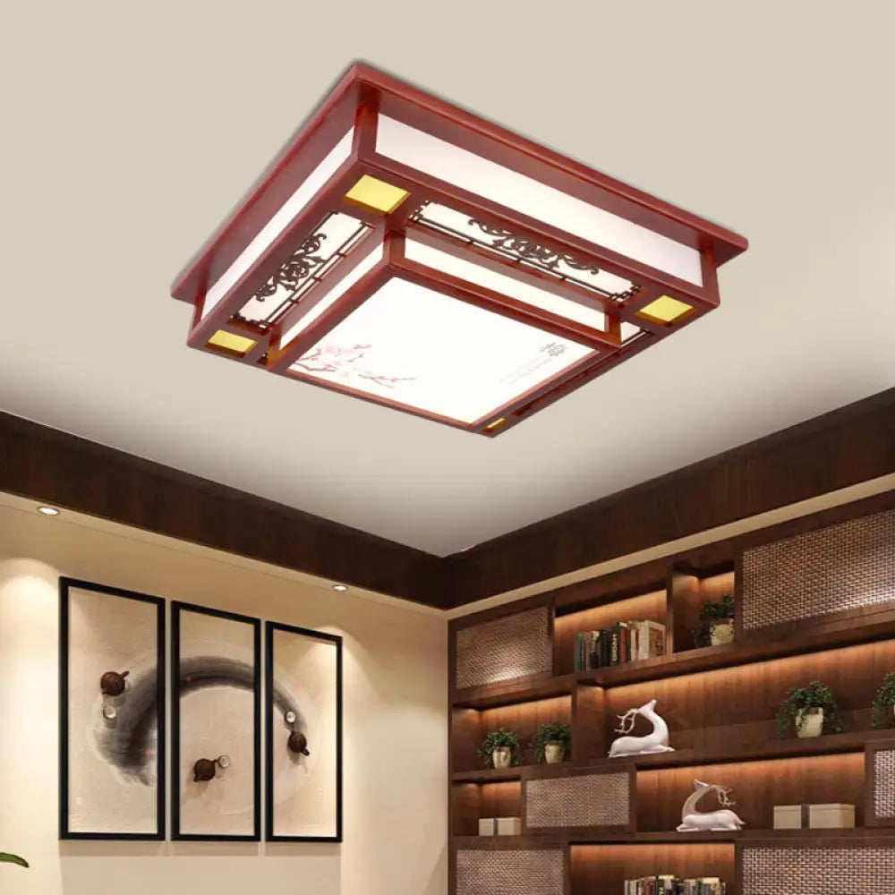 DecorBites™ DecorBites™ Red LED Flush Mount Ceiling Light with Traditional Square Acrylic Design for Living Room