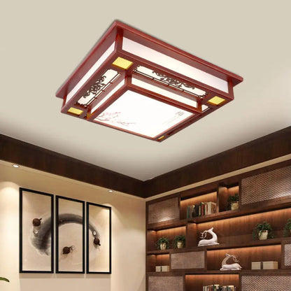 DecorBites™ DecorBites™ Red LED Flush Mount Ceiling Light with Traditional Square Acrylic Design for Living Room