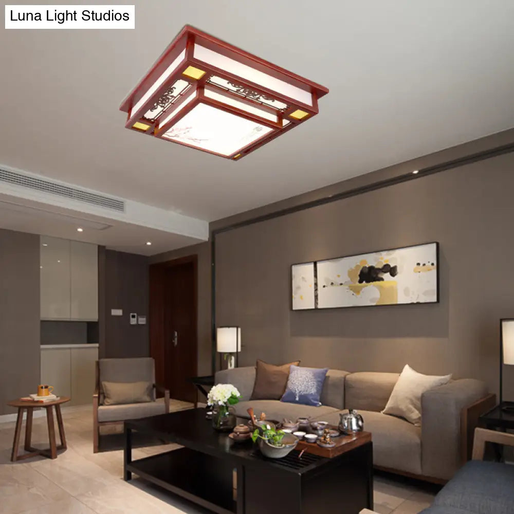 DecorBites™ DecorBites™ Red LED Flush Mount Ceiling Light with Traditional Square Acrylic Design for Living Room