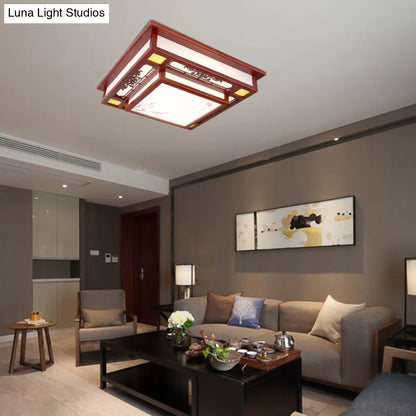 DecorBites™ DecorBites™ Red LED Flush Mount Ceiling Light with Traditional Square Acrylic Design for Living Room