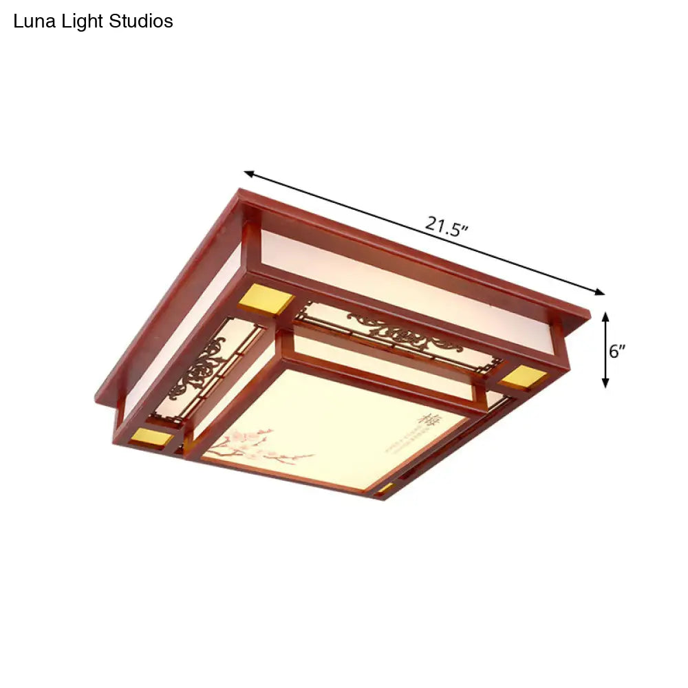 DecorBites™ DecorBites™ Red LED Flush Mount Ceiling Light with Traditional Square Acrylic Design for Living Room