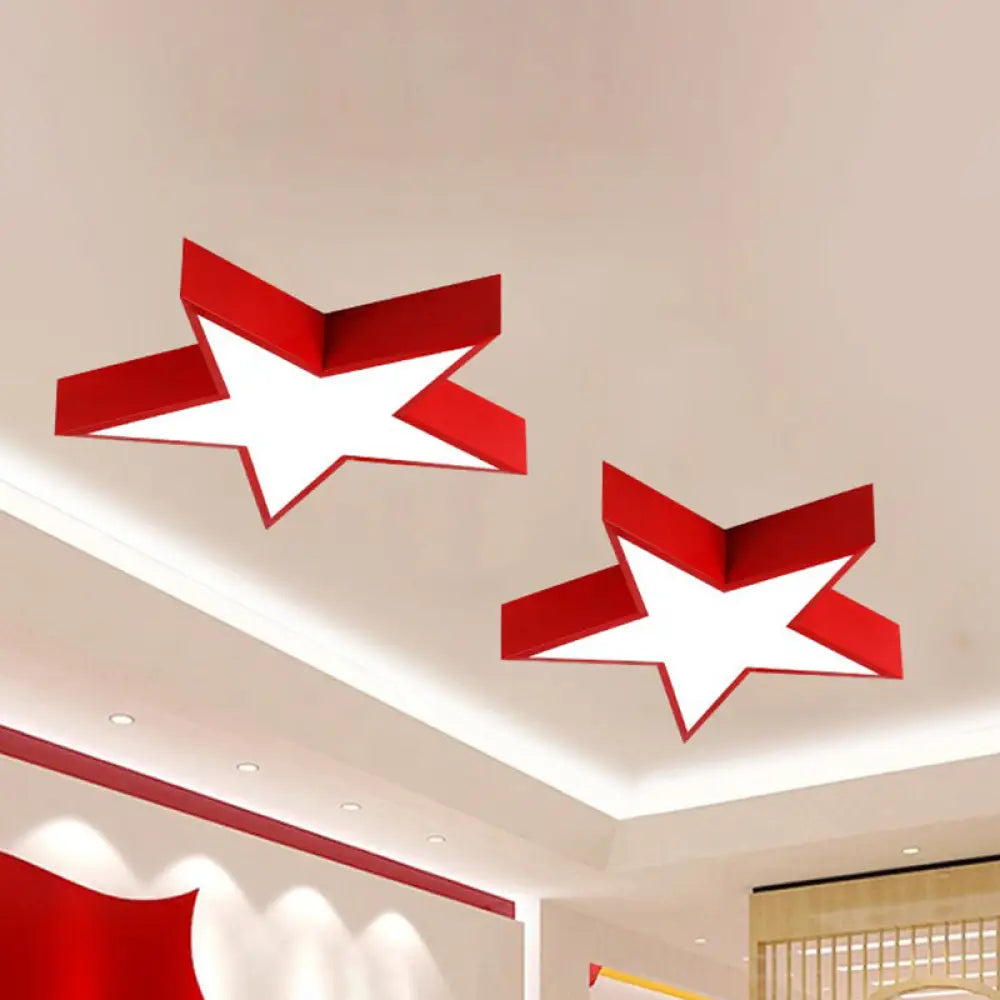 DecorBites™ DecorBites™ Red Pentastar LED Flush Ceiling Light - Minimalist Acrylic Flush Mount for Meeting Room