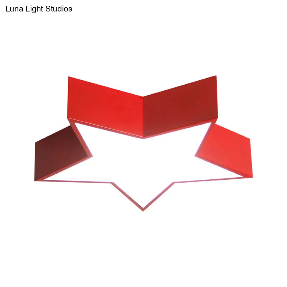 DecorBites™ DecorBites™ Red Pentastar LED Flush Ceiling Light - Minimalist Acrylic Flush Mount for Meeting Room