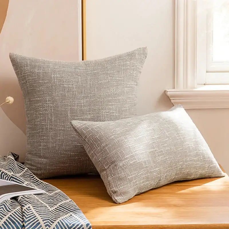 Two gray textured linen throw pillow covers set of 2 with subtle woven pattern for living room decorbites linen throw pillow decor