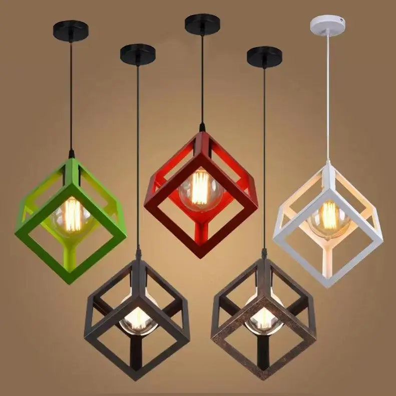 Set of five decorbites elegant square pendant lights in green red white and dark metallic finishes for kitchen decor
