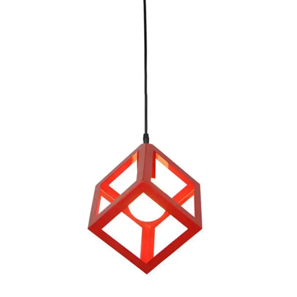 Red geometric cube pendant light with sleek modern design for decorbites elegant square chandelier kitchen pendant light