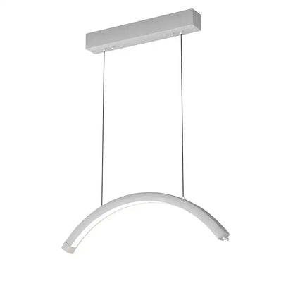 Refined modern white led pendant light with sleek curved design and minimalist rectangular ceiling mount for beauty studio