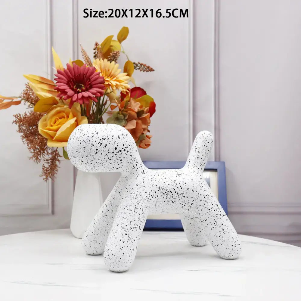 White speckled ceramic decorbites doberman art statue designed as a reflective silver home decor living room ornament