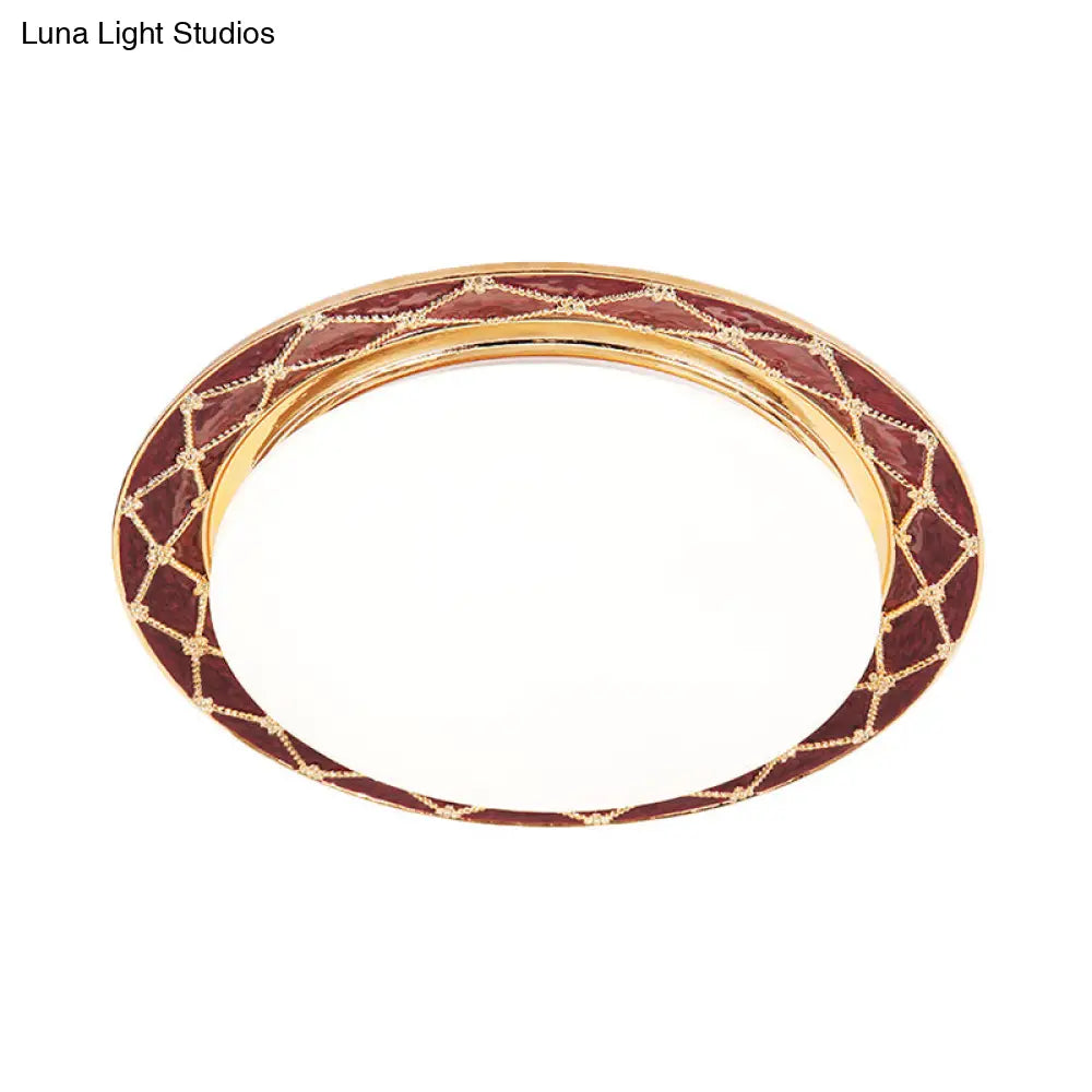 DecorBites™ DecorBites™ Resin Flush Mount LED Light Fixture - Traditional Black/Red/Apricot Bowl - Living Room Lighting