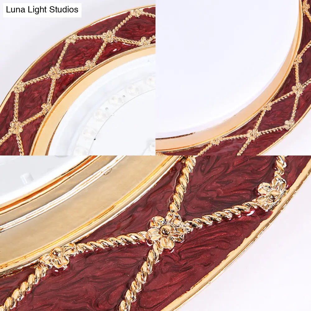 DecorBites™ DecorBites™ Resin Flush Mount LED Light Fixture - Traditional Black/Red/Apricot Bowl - Living Room Lighting