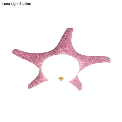 DecorBites™ DecorBites™ Resin Starfish LED Ceiling Light Fixture for Children's Rooms - Flush Mount in Pink/Yellow/Blue with Warm/White Light