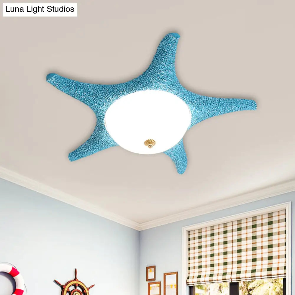 DecorBites™ DecorBites™ Resin Starfish LED Ceiling Light Fixture for Children's Rooms - Flush Mount in Pink/Yellow/Blue with Warm/White Light