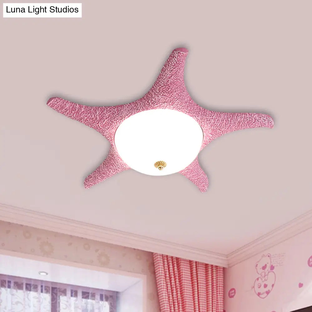 DecorBites™ DecorBites™ Resin Starfish LED Ceiling Light Fixture for Children's Rooms - Flush Mount in Pink/Yellow/Blue with Warm/White Light