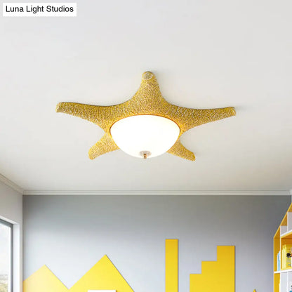 DecorBites™ DecorBites™ Resin Starfish LED Ceiling Light Fixture for Children's Rooms - Flush Mount in Pink/Yellow/Blue with Warm/White Light