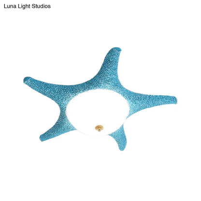 DecorBites™ DecorBites™ Resin Starfish LED Ceiling Light Fixture for Children's Rooms - Flush Mount in Pink/Yellow/Blue with Warm/White Light