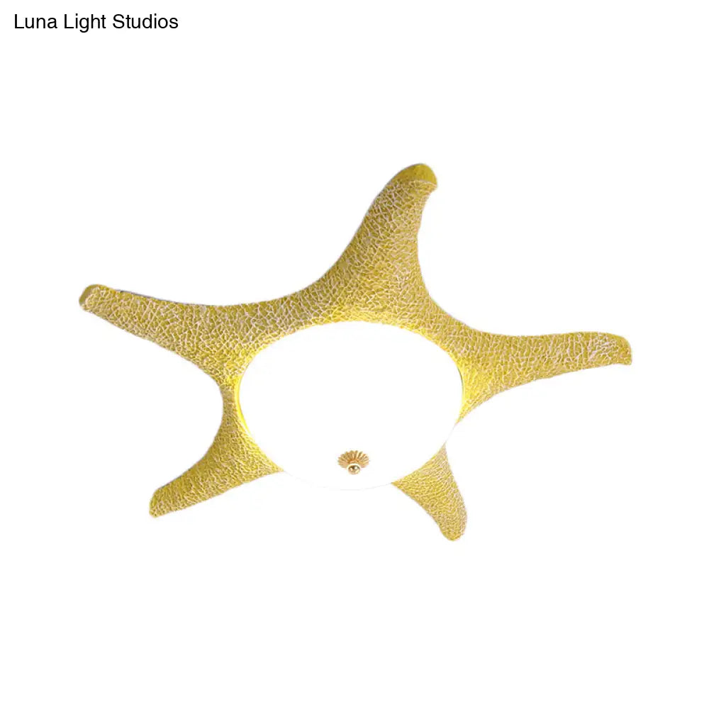 DecorBites™ DecorBites™ Resin Starfish LED Ceiling Light Fixture for Children's Rooms - Flush Mount in Pink/Yellow/Blue with Warm/White Light