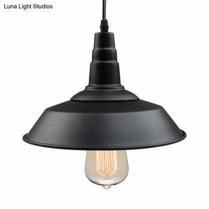 Restaurant Pendant Light: Countryside Black Metal Hanging Barn Ceiling Lamp - 1 Bulb