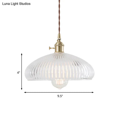 Retro 1-Light Clear Glass Brass Pendant Lamp for Living Room