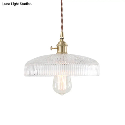 Retro 1-Light Clear Glass Brass Pendant Lamp for Living Room