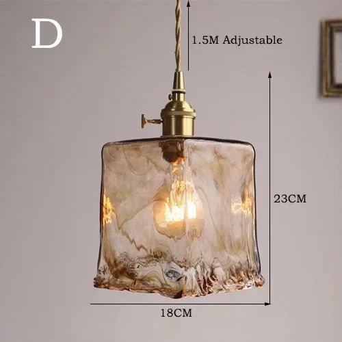 Retro Amber Glass Japanese-Style Pendant Light - Decorbites