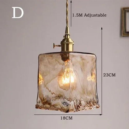 Retro Amber Glass Japanese-Style Pendant Light - Decorbites