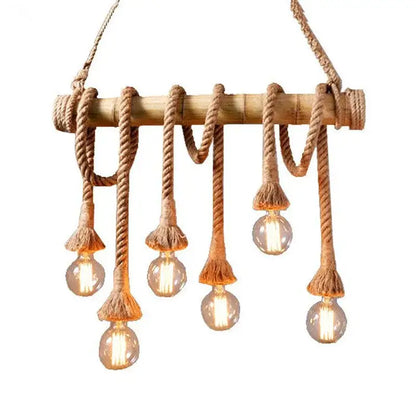 Retro bamboo hemp rope pendant lights dining room chandelier with rustic bamboo and natural rope suspension decorbites bamboo hemp