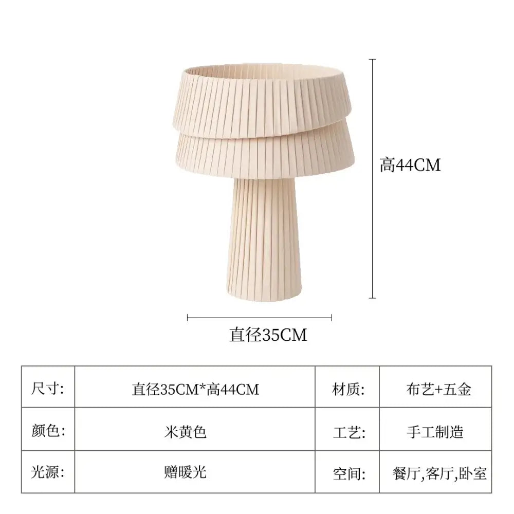 A tall cream wind mushroom table lamp with a pleated shade and fluted base for bedroom decorbites cream wind ambiance