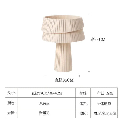 A tall cream wind mushroom table lamp with a pleated shade and fluted base for bedroom decorbites cream wind ambiance