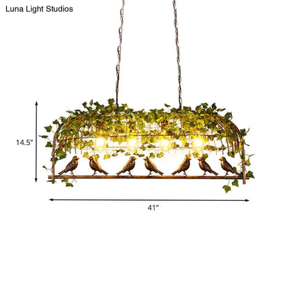ديكوربايتس™ مصباح جزيرة على شكل قفص طيور عتيق - مصباح سقف معدني LED على شكل نبات باللون الأسود، مع 2/3/4 لمبات