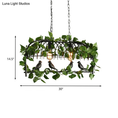 ديكوربايتس™ مصباح جزيرة على شكل قفص طيور عتيق - مصباح سقف معدني LED على شكل نبات باللون الأسود، مع 2/3/4 لمبات