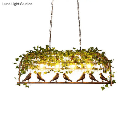 ديكوربايتس™ مصباح جزيرة على شكل قفص طيور عتيق - مصباح سقف معدني LED على شكل نبات باللون الأسود، مع 2/3/4 لمبات