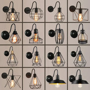 Retro black cage guard wall sconce with exposed edison bulbs for bedroom decorbites black cage lighting fixture