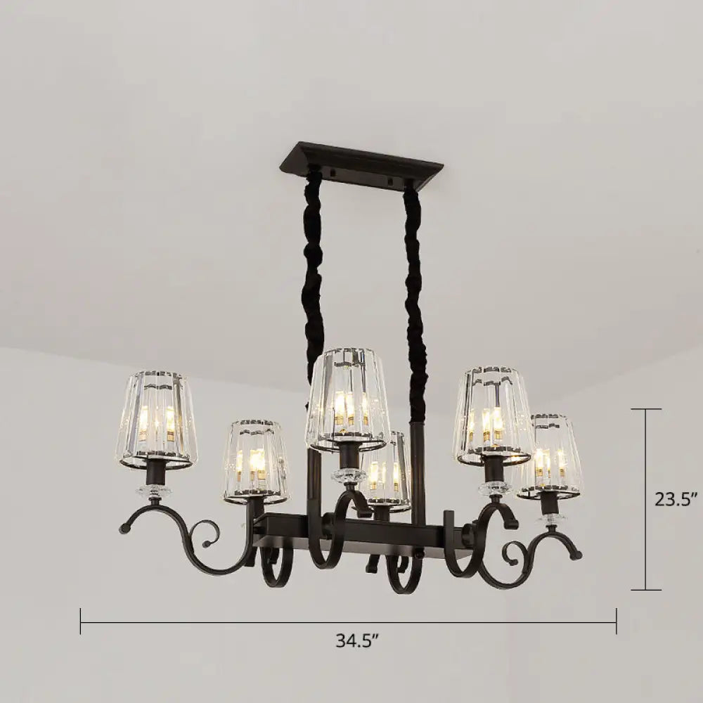 Lámpara colgante DecorBites™ Retro de cristal negro para comedor - Lámpara de techo cónica tipo isla