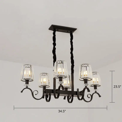 Lámpara colgante DecorBites™ Retro de cristal negro para comedor - Lámpara de techo cónica tipo isla