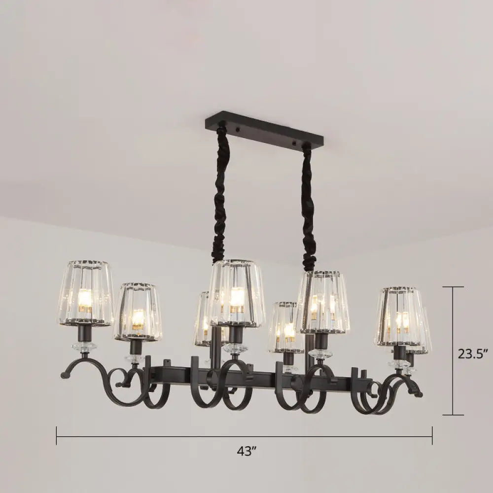 Lámpara colgante DecorBites™ Retro de cristal negro para comedor - Lámpara de techo cónica tipo isla