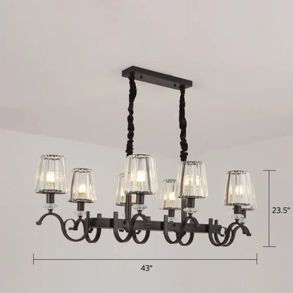 Lámpara colgante DecorBites™ Retro de cristal negro para comedor - Lámpara de techo cónica tipo isla