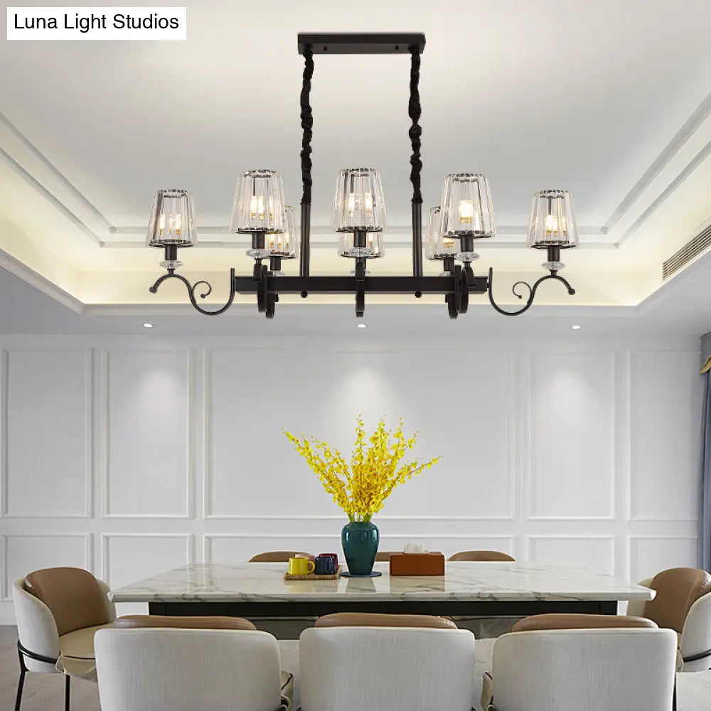 Lámpara colgante DecorBites™ Retro de cristal negro para comedor - Lámpara de techo cónica tipo isla